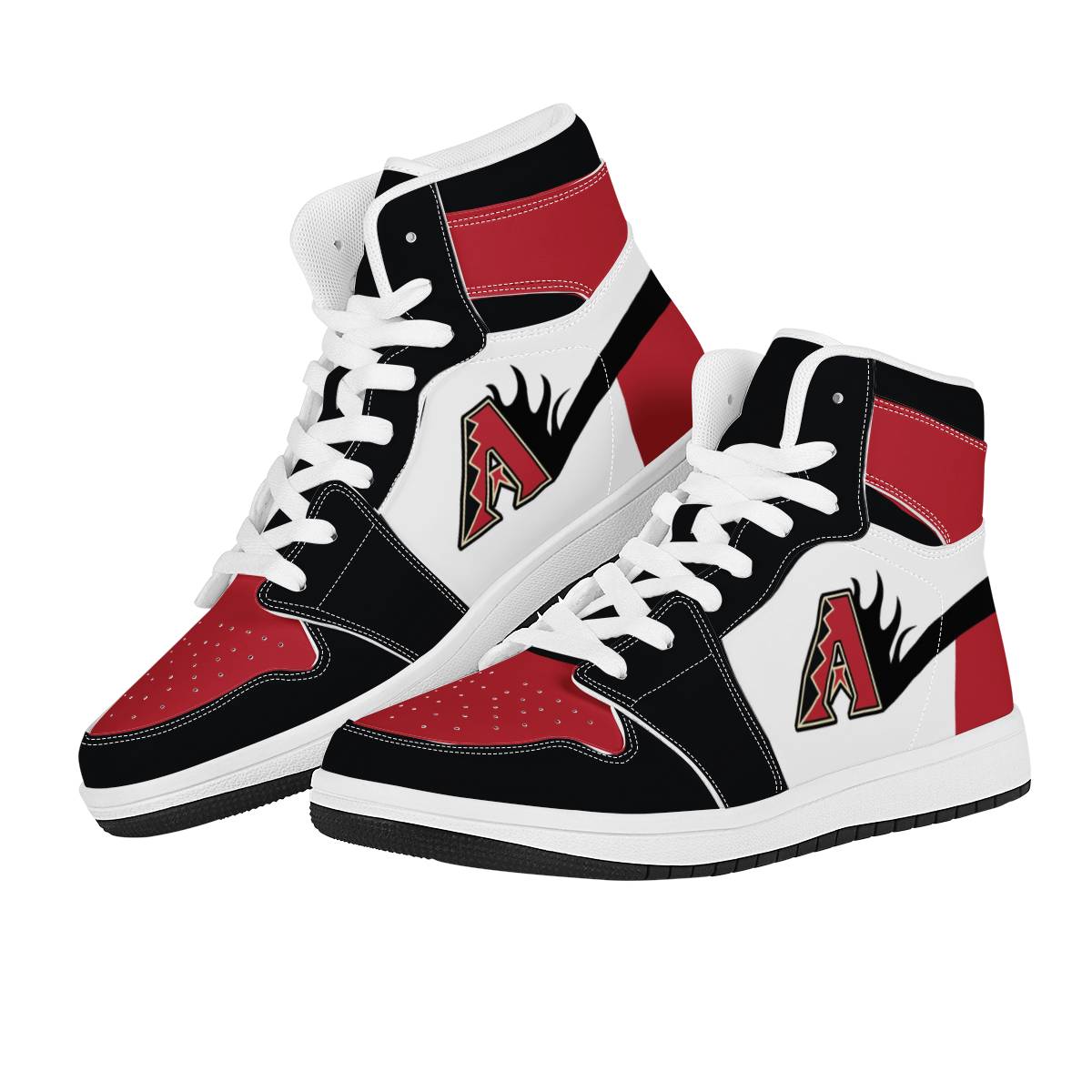 Men's Arizona Diamondbacks High Top Leather AJ1 Sneakers 003